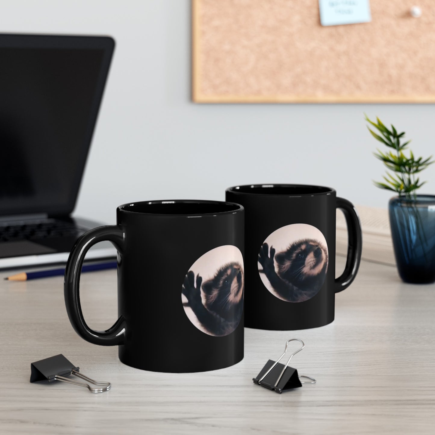 Pedro Raccoon Black Mug 330ml and 440ml