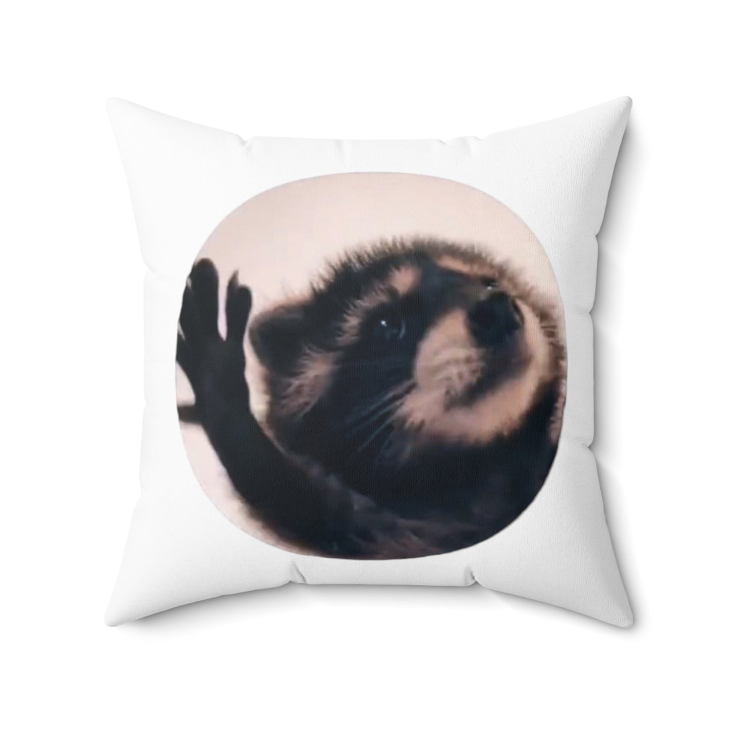 Pedro Raccoon Spun Polyester Square Pillow