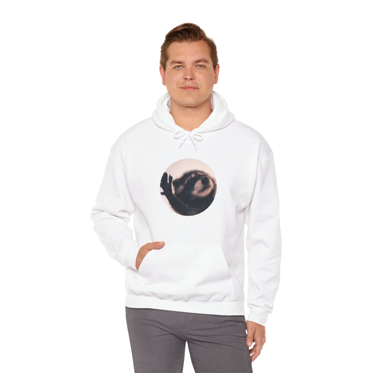 Pedro Raccoon Front Only Unisex Heavy Blend™ Hooded Sweatshirt