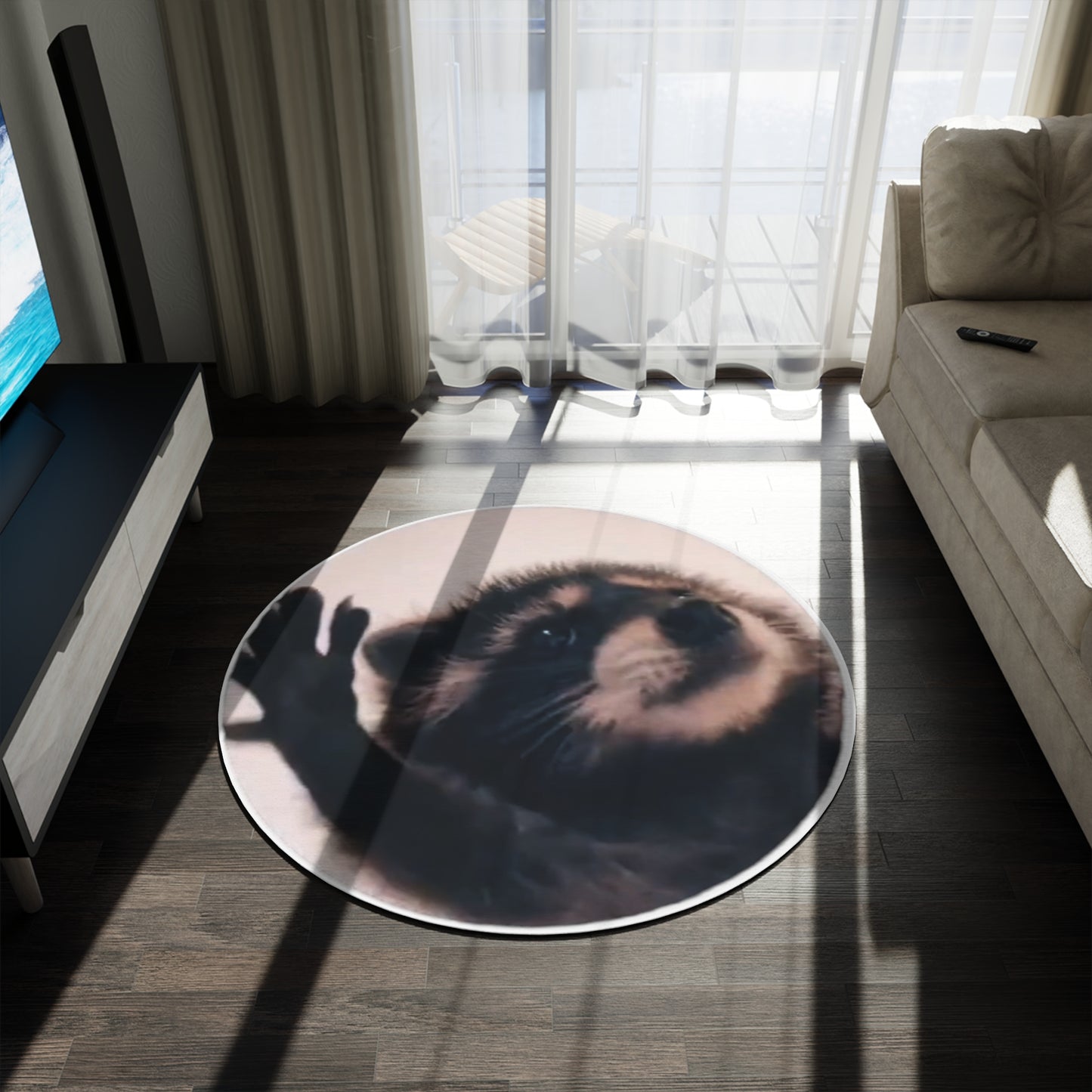 Pedro Raccoon Round Rug